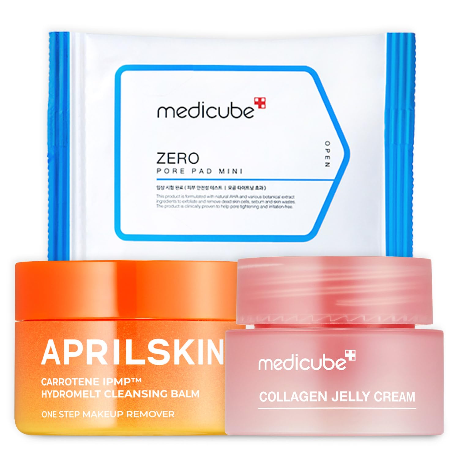 Aprilskin Cleansing Balm Mini & Zero Pore Pads & Collagen Jelly Cream Mini
