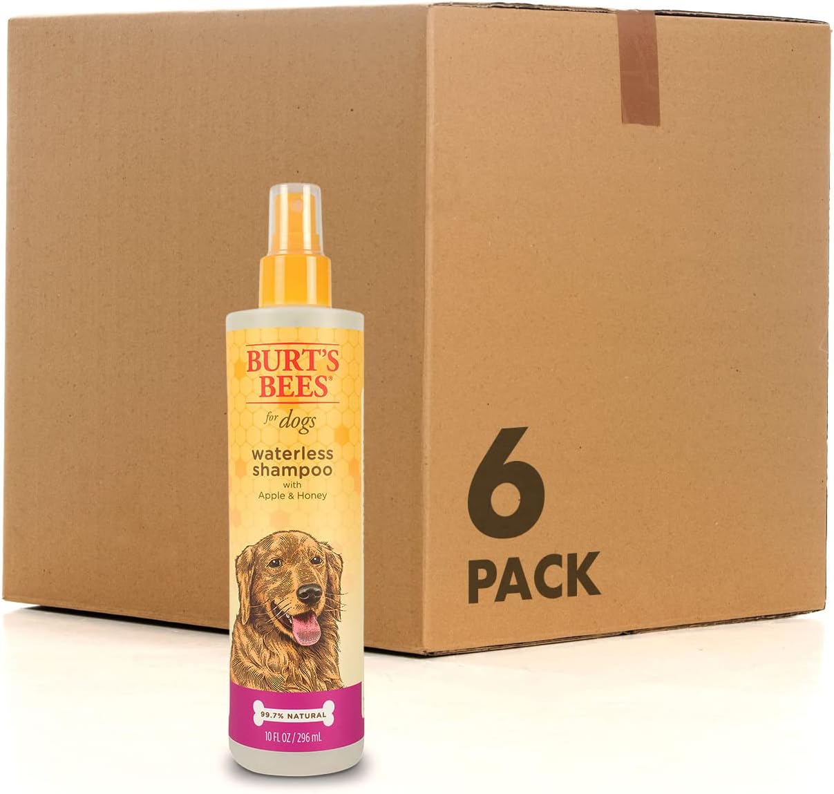 Burt's Bees for Pets Natural Waterless Shampoo Spray for Dogs | Made with Apple and Honey | Easy Way to Bathe Your Dog Naturally | Cruelty Free, Sulfate & Paraben Free, Made in USA - 10 oz - 6 Pack