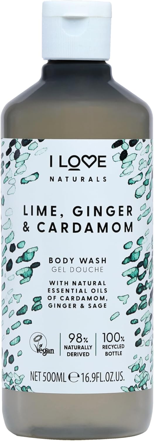 I Love Naturals Lime, Ginger & Cardamon Body Wash, Natural Oils Of Cardamon, Ginger & Sage, Formulated Using Essential Oils For Silky Smooth Skin, 500Ml