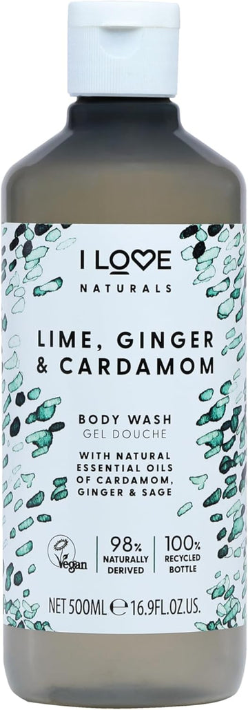 I Love Naturals Lime, Ginger & Cardamon Body Wash, Natural Oils Of Cardamon, Ginger & Sage, Formulated Using Essential Oils For Silky Smooth Skin, 500Ml