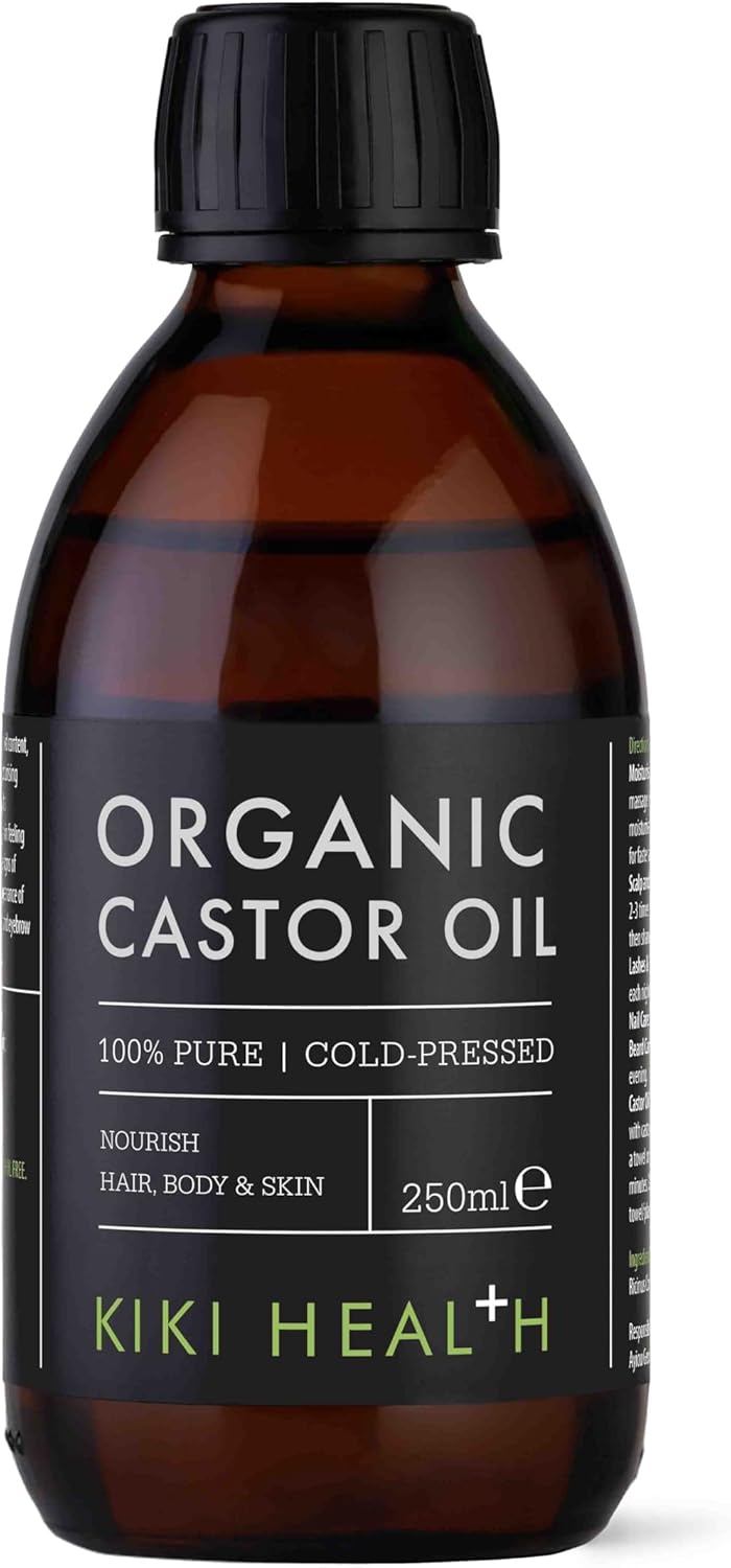 Kiki Health - Organic Castor Oil - 100% Pure, Cold-Pressed, Hexane-Free - Nourish Scalp, Body & Skin - Healthy Hair, Eyelashes, Beards & Eyebrows - Hair & Scalp Treatment - 250Ml