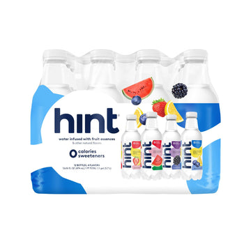 Hint Water White Variety, 3 Bottles Each Of: Watermelon, Blackberry, Blueberry Lemon, And Strawberry Lemon. Flavored Water With Zero Calories, Zero Sugar, And Zero Sweeteners, 16 Fl Oz (Pack Of 12)