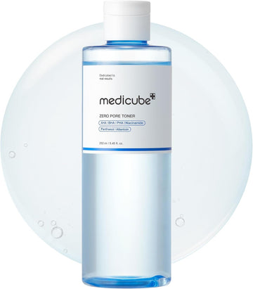 Medicube Zero Pore Toner I Exfoliating & Hydrating Blue Bottle Water Toner With Aha, Bha, Pha, Niacinamide, And Panthenol | Korean Skin Care For Pores, Texture, And Moisture Care (8.45 Fl. Oz.)