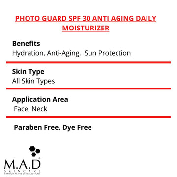 M.A.D Skincare Solar Protection: Photo Guard Spf 30 Anti-Aging Daily Moisturizer - 50G