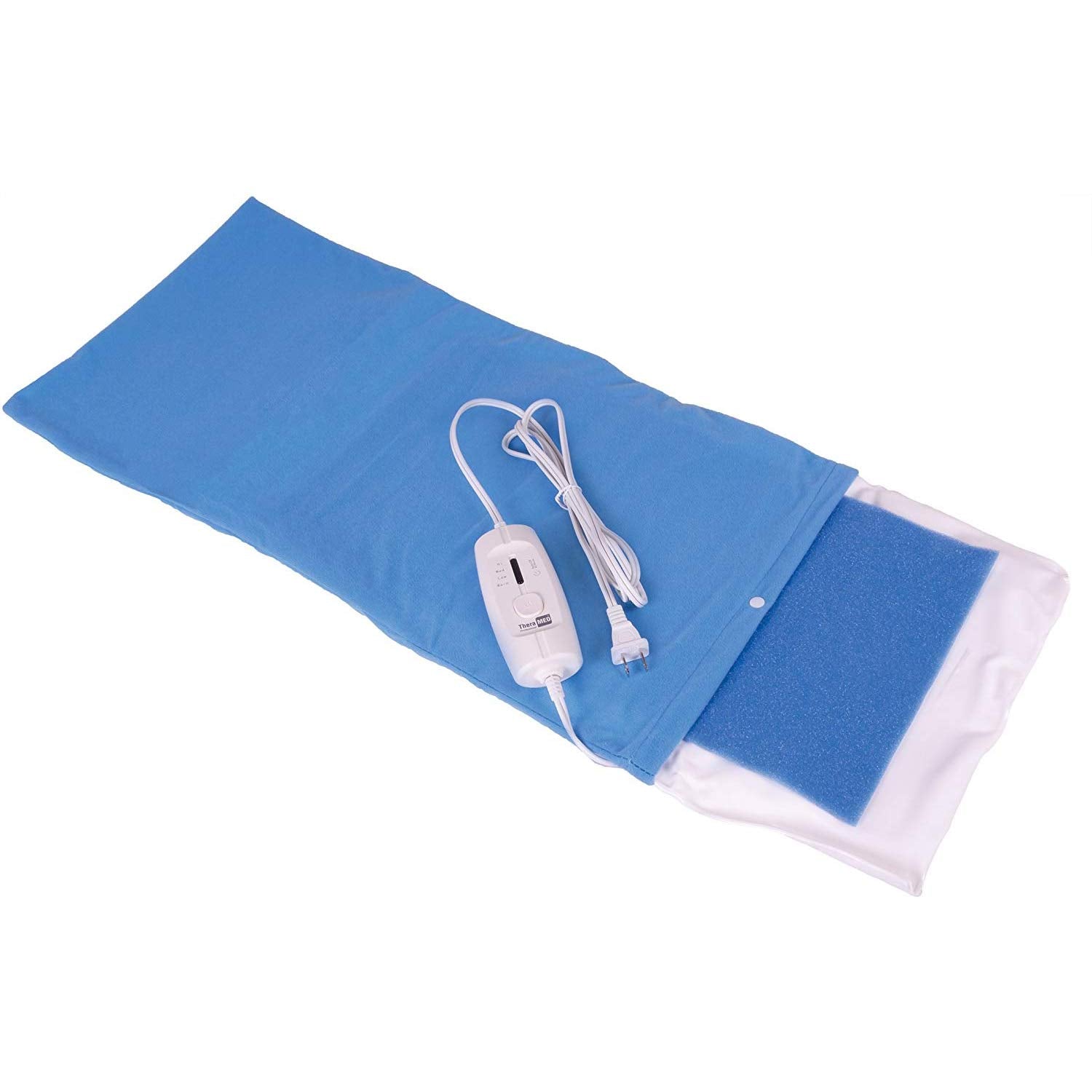 Thera-Med Professional HP1224 Electric Heating Pad and Moist Heating Pad with Auto Shut Off, 12" Width, 24" Length, Blue, 24" x 12" : Health & Household