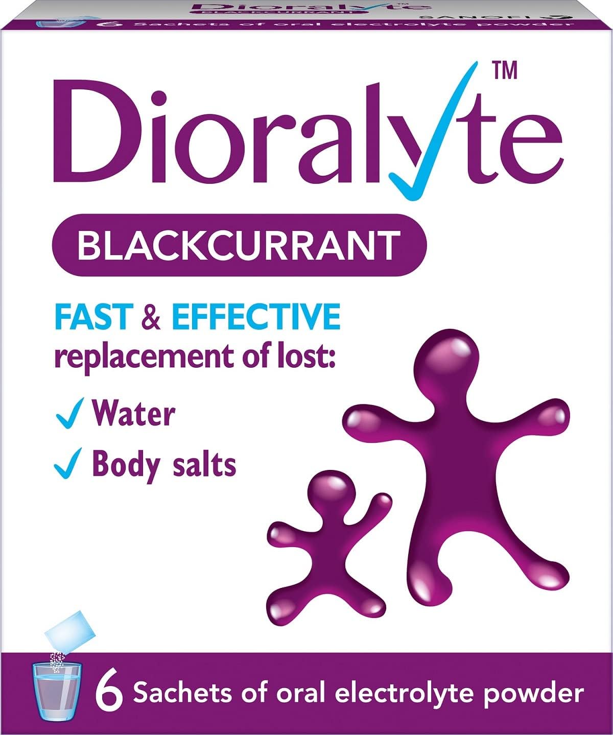 Dioralyte - Fast And Effective Supplement Treatment For Reducing Dehydration And Replacing Electrolytes (Mineral Salts) Of Lost Body Water And Salts- Blackcurrant Flavour - 6 Sachets (Pack Of 2)