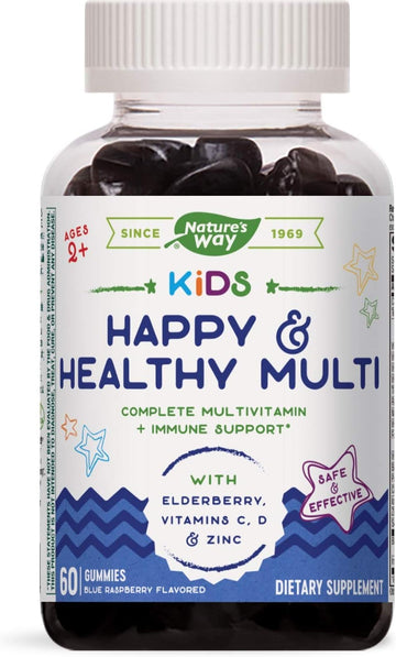 Nature'S Way Happy & Healthy Multivitamin For Kids With Vitamin C, Zinc And Elderberry, 60 Gummies