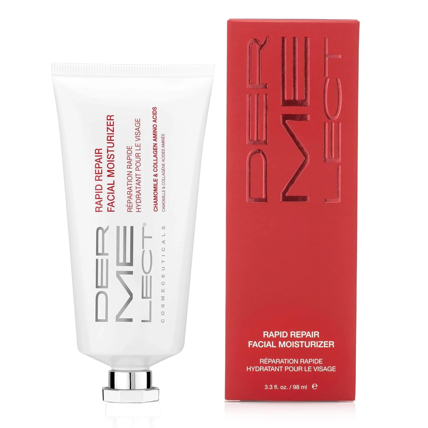 Dermelect Rapid Repair Facial Moisturizer For Face Anti Aging Cream With Chamomile Azulene Collagen Avocado Oil Grape Seed, Hydrating For Sensitive Skin Dryness Dullness Fine Lines & Wrinkles 3.3 Oz