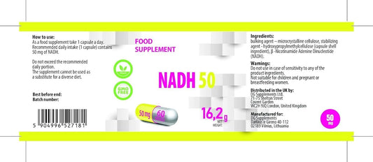 Hepatica Nadh 50Mg | 60 Vegan Capsules | High Strength Energy, Brain & Cellular Support | 3Rd Party Lab Tested | Gluten & Gmo Free