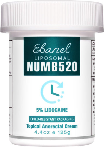 Ebanel 5% Lidocaine Numbing Cream, Pain Relief Cream Burn Itch Cream, Numb520 Topical Anesthetic Lidocaine Cream Maximum Strength With Vitamin E For Local And Anorectal Uses, Hemorrhoid Treatment