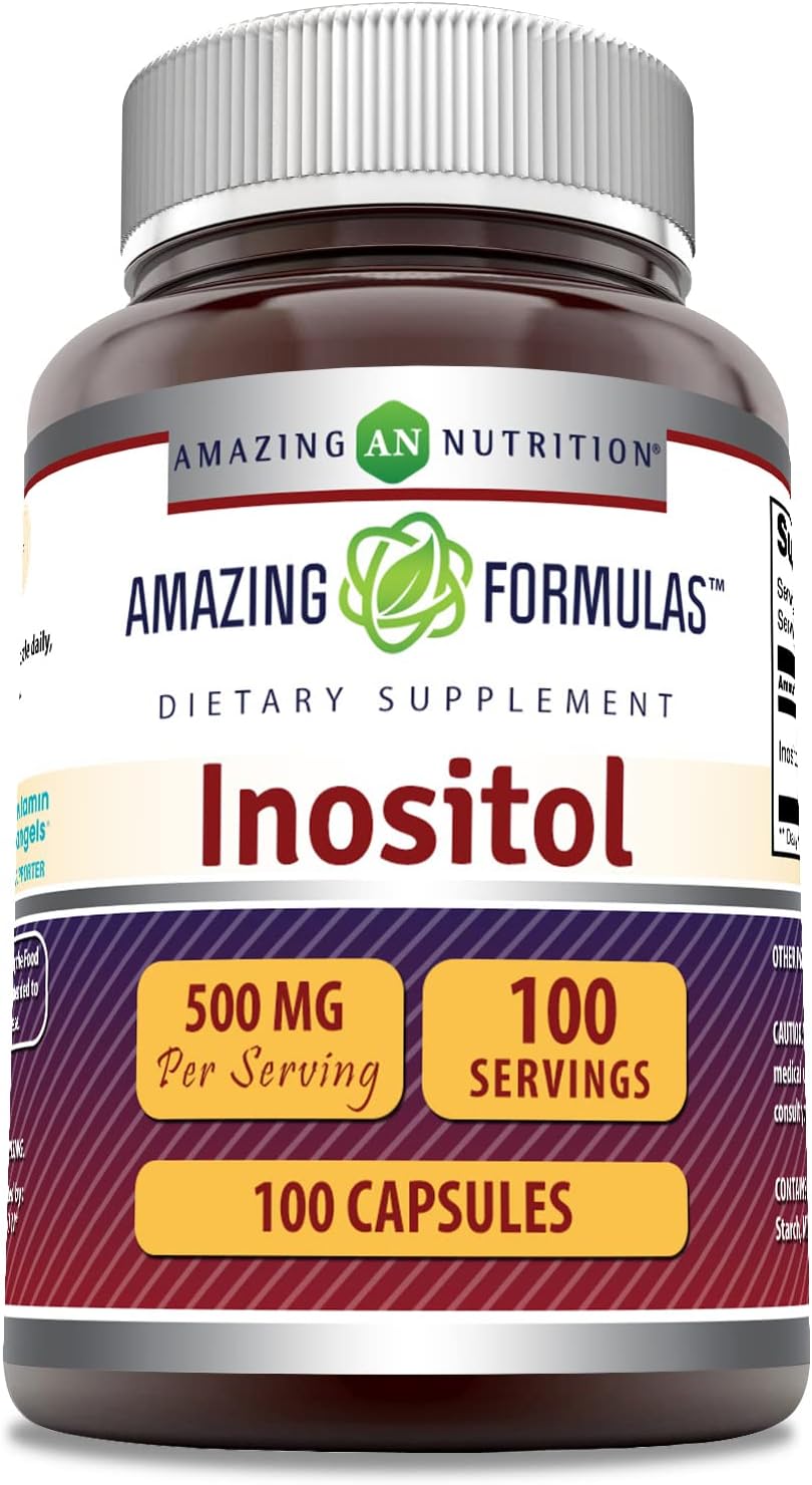 Amazing Formulas Inositol 500 mg 100 Capsules Supplement | Non-GMO | Gluten Free | Made in USA