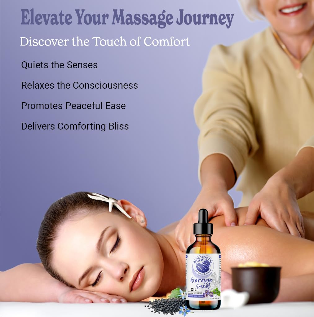 Bella Terra Oils - Organic Borage Seed Oil 4oz - Full of GLA, Embrace the Essence of Pure Organic Borage, Rich in Vitamins A & C, A Natural Boost for Skin's Vitality : Beauty & Personal Care