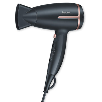 Beurer Hc35 Compact Hair Dryer 1500-Watt Blow Dryer Ionic Technology Reduces Frizz Lightweight And Portable Travel Hair Dryer With 4 Temperature And 3-Speed Settings & Cold Air Function (Black)