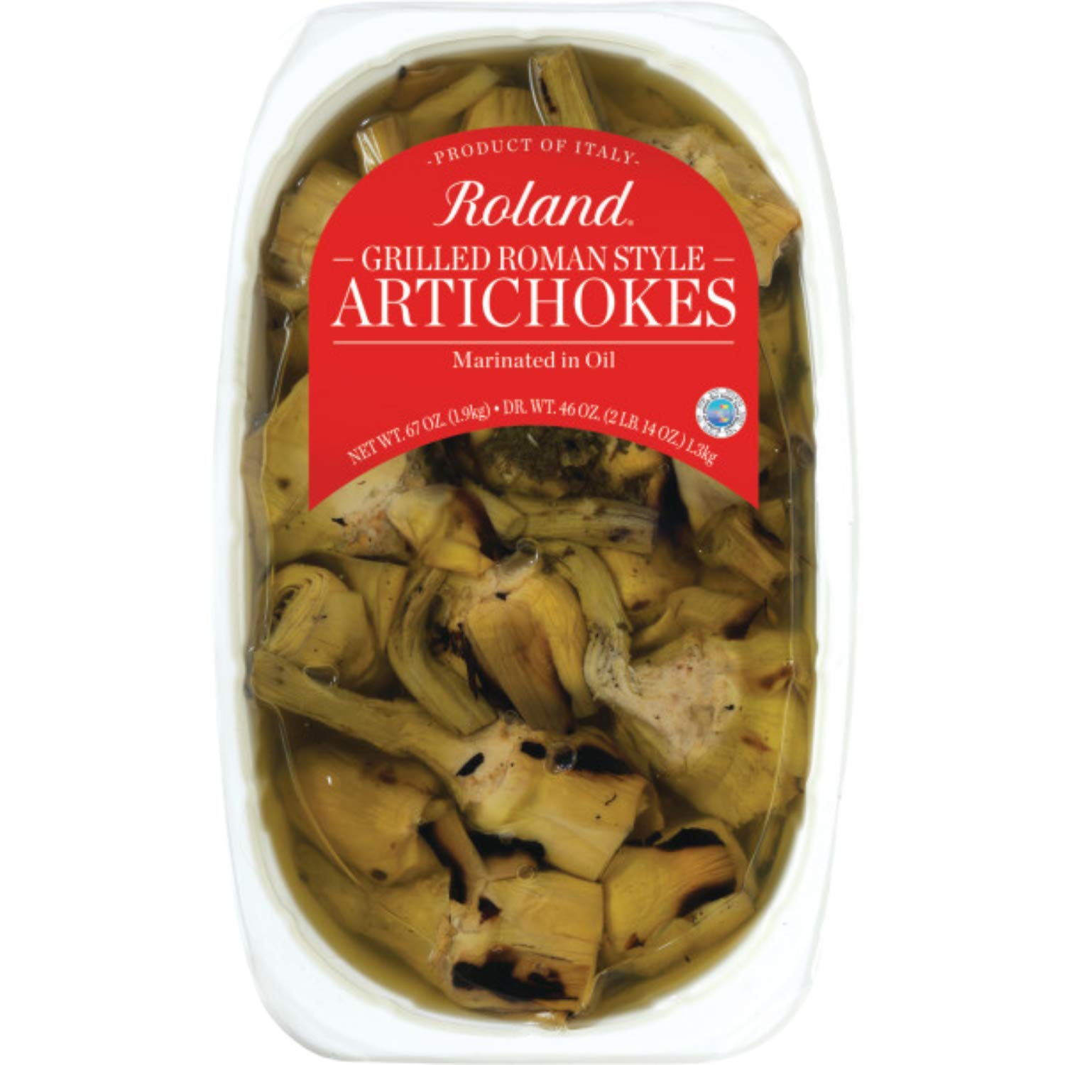 Roland Foods Grilled Roman Style Artichoke Hearts Marinated In Oil, Specialty Imported Food, 67-Ounce Package