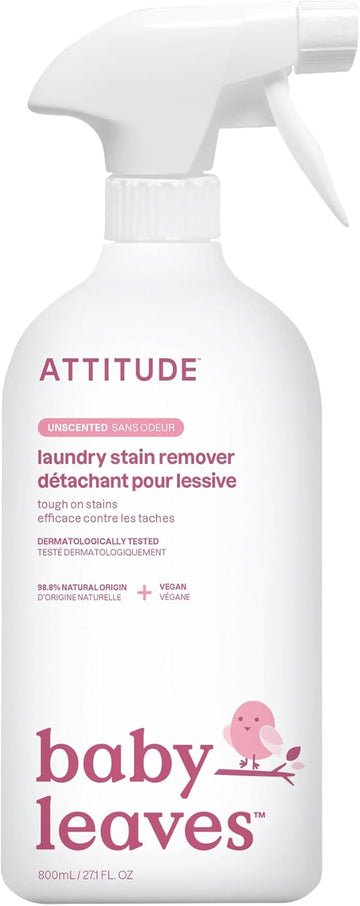 Attitude Baby Laundry Stain Remover, Plant And Mineral-Based Ingredients, Vegan And Cruelty-Free Household Products, Unscented, 27.1 Fl Oz