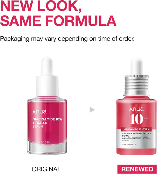 Anua 10% Niacinamide+ 4% Txa Serum, Ceramide, Hyaluronic Acid, Tranexamic Acid, Vitamin B12 Natural Color, Korean Glass Skin, Fragrance-Free, Dark Spot Serum, Korean Skincare, 30Ml /1.01 Fl.Oz