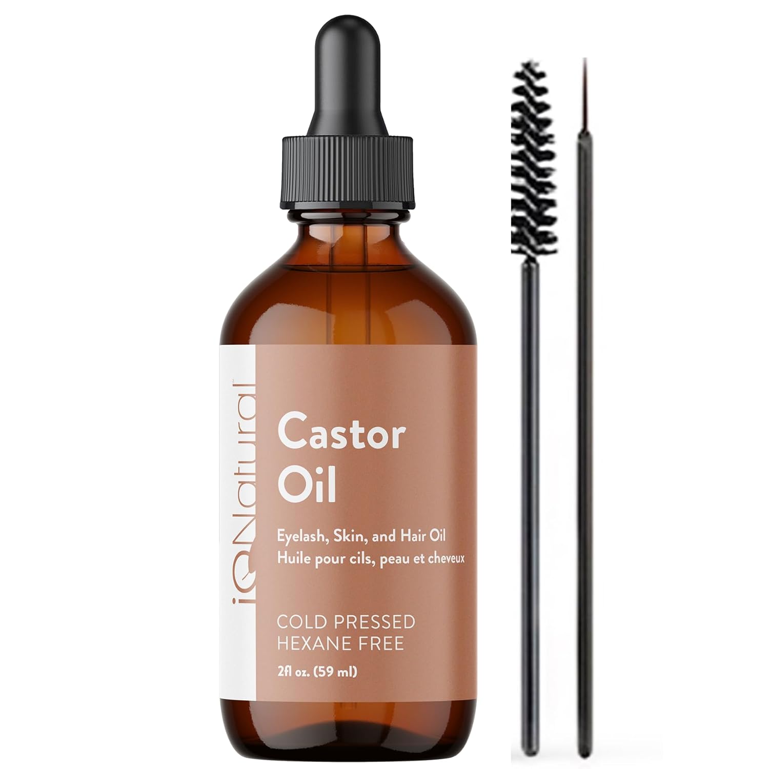 Iq Natural 100% Pure Cold Pressed Organic Castor Oil - Eyelash & Eyebrow Growth Serum, Conditioner & Treatment