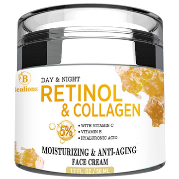 Retinol Cream for Face Anti Aging: Facial Moisturizer with Collagen - Night Cream for All Skin Types - Wrinkle Cream with Hyaluronic Acid and Vitamin C+E