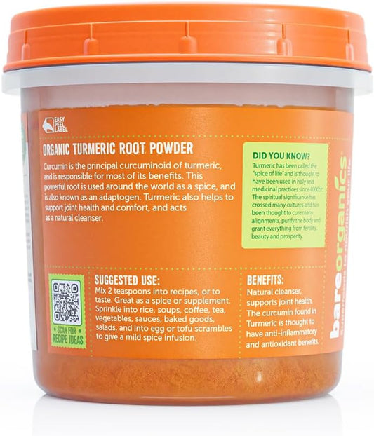 BareOrganics Turmeric Root Powder Superfood, Dietary Supplement, 8 Oz