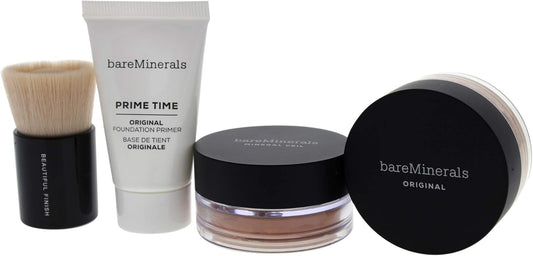 bareMinerals Nothing Beats The Original Mineral Foundation - 13 Golden Beige For Women 4 Pc Set 0.5Oz Prime Time Original Foundation Primer, 0.07Oz Original Foundation Spf 15
