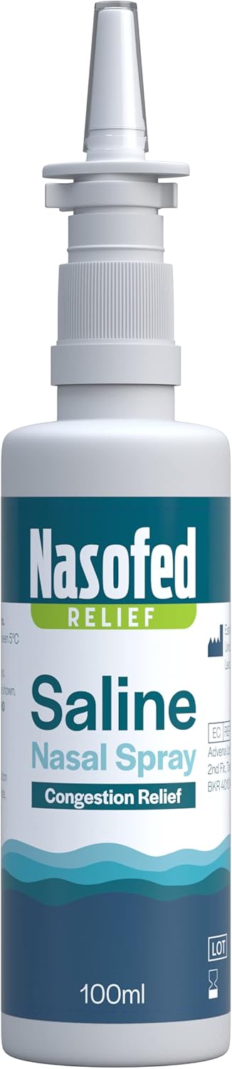 Nasofed Saline Nasal Spray. Isotonic Saline Solution. Effective and Gentle Relief from Nasal Congestion Caused by colds, sinusitis, hayfever and Allergies. 1 x 100 ml (Pack of 2) : Amazon.co.uk: Health & Personal Care