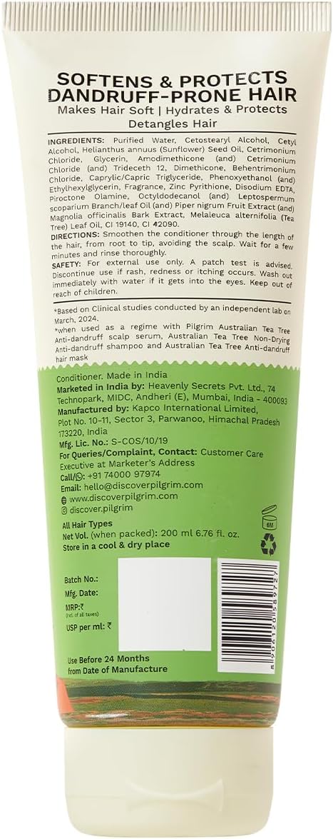 Pilgrim Australian Tea Tree Anti-Dandruff Shampoo And Conditioner, 2 Count