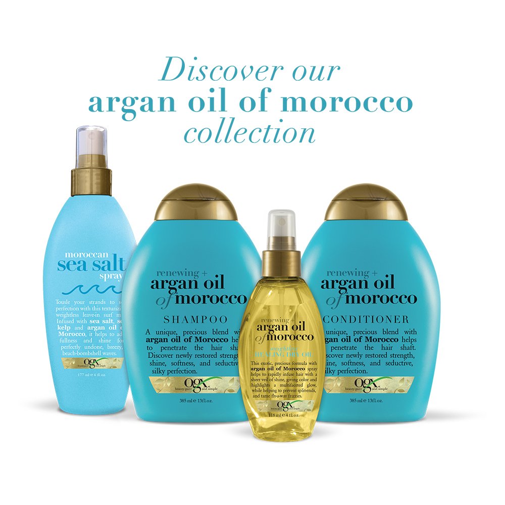 OGX Argan Oil of Morocco Hair-Texturizing Sea Salt Spray, Curl-Defining Leave-In Hair Styling Mist for Tousled Beach Waves and Textured Hold, Paraben-Free, Sulfate Surfactants-Free, 6 fl oz : Beauty & Personal Care