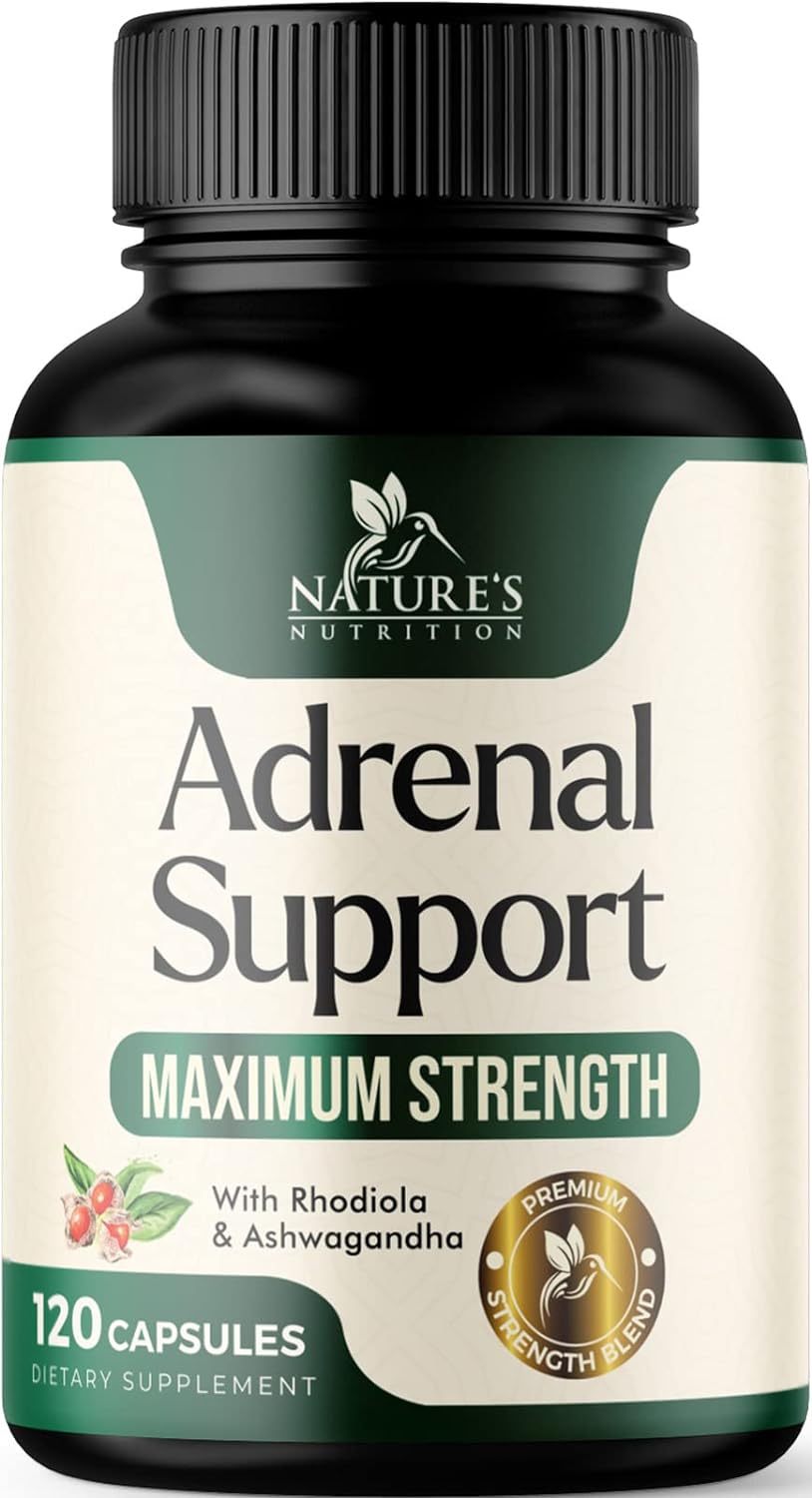 Adrenal Support Supplements & Cortisol Manager with Ashwagandha and 10 Herbs & Nutrients to Support Adrenal Function, Cortisol Health, Energy Levels, Stress & Relaxation Support & Sleep - 120 Capsules