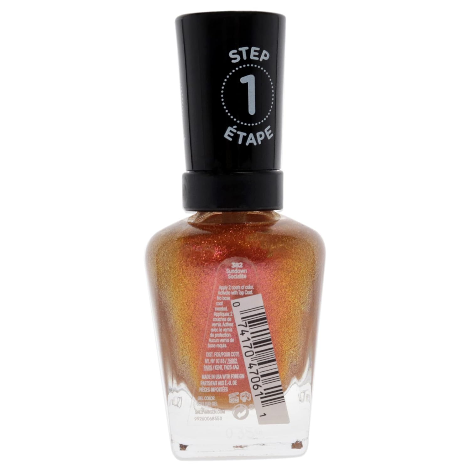 Sally Hansen Miracle Gel™, Sundown Socialite, Long Lasting, Gel-Like Formula, No UV Lamp Needed, Orange Glitter Nail Polish : Beauty & Personal Care