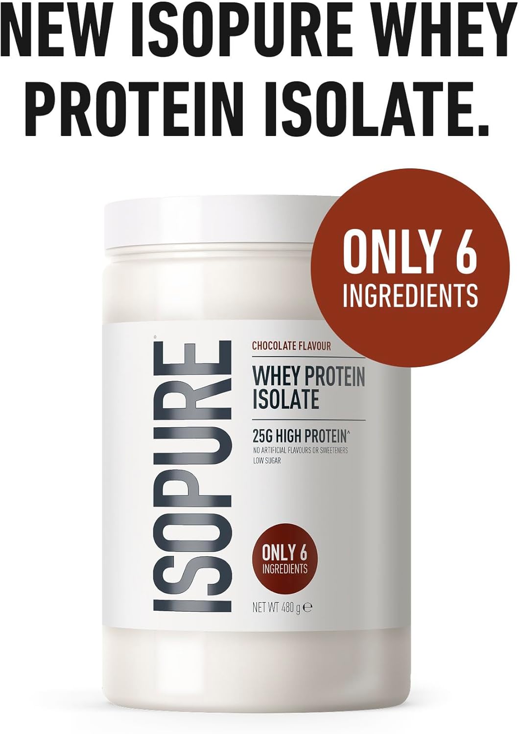 Isopure Chocolate Whey Protein Isolate Powder, High in Protein with 25 g per Serve, Low in Sugar, No Artificial Flavours or Sweeteners, Made with Only 6 Ingredients, 480 g : Amazon.co.uk: Health & Personal Care