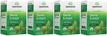 Swanson Stevia Extract - Certified Organic Calorie-Free Sweetener 75 Packets (4 Pack)