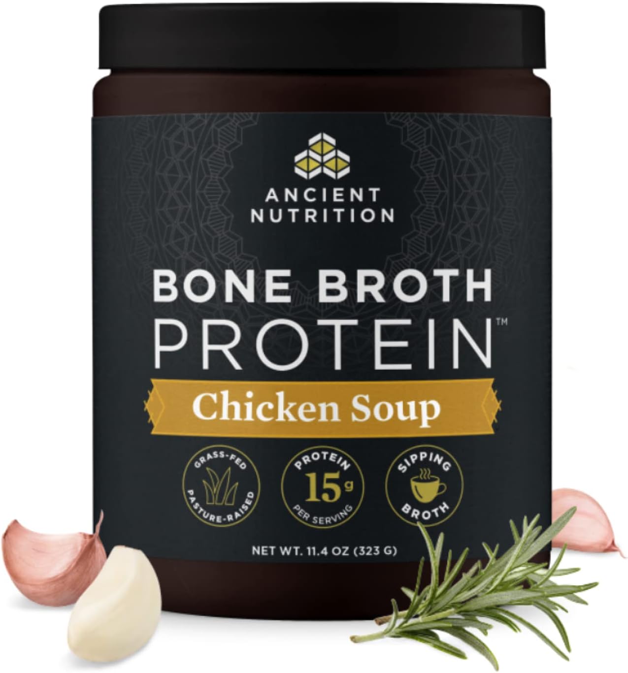 Ancient Nutrition Bone Broth Protein Powder, Chicken Soup, Grass-Fed Chicken and Beef Bone Broth Powder, 15g Protein Per Serving, Supports a Healthy Gut, 15 Servings