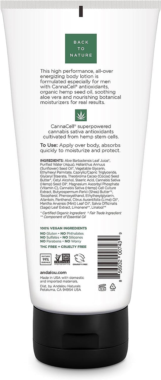 Andalou Naturals Cannacell Men Energizing Body Lotion, 8.5 Ounce