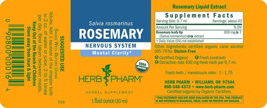 Herb Pharm Certified Organic Rosemary Liquid Extract, 1 Fl Oz (Packaging May Vary)