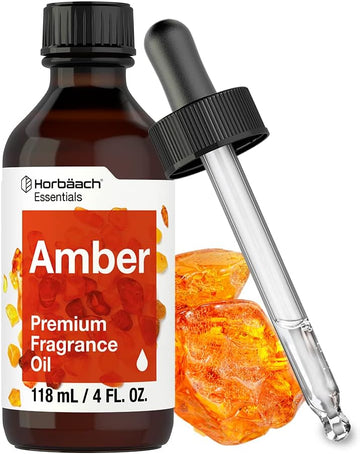 Horbäach Premium Grade Amber Fragrance Oil | 4 Fl Oz (118ml) | for Diffusers, Candle and Soap Making, DIY Projects & More