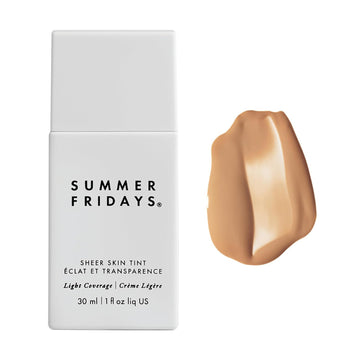 Summer Fridays Sheer Skin Tint - Tinted Moisturizer With Hyaluronic Acid - Helps Diminish Uneven Skin Tone - Sheer To Light Coverage - Shade 4.5 - Medium With Cool Peach Undertones (1 Fl Oz)