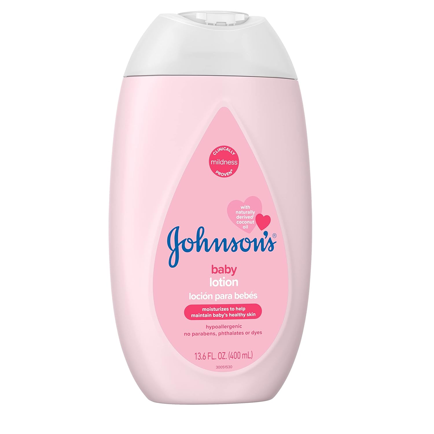 Johnson's Baby Moisturizing Mild Pink Baby Lotion with Coconut Oil for Delicate Baby Skin, Paraben-, Phthalate- & Dye-Free, Hypoallergenic & Dermatologist-Tested, Baby Skin Care, 13.6 Fl. Oz : Everything Else
