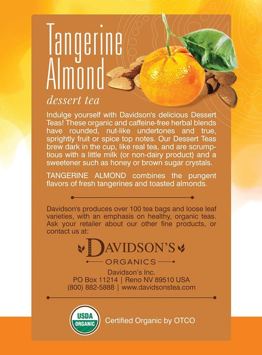 Davidson'S Organics, Tangerine Almond, 8-Count Tea Bags, Pack Of 12