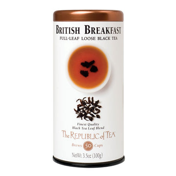 The Republic Of Tea British Breakfast Black Full-Leaf Loose Tea, 3.5 Oz Tin | Steeps 50 Cups