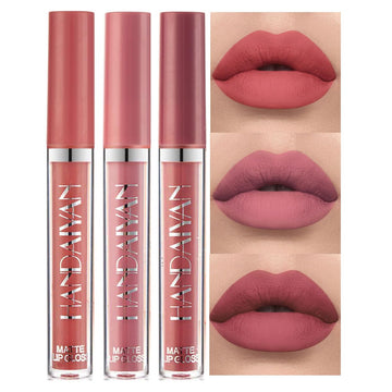 Bestland 3Pcs Matte Liquid Lipstick Set For Women - 24H Transfer-Proof, Moisturizing & Non-Sticky Lip Gloss I Soft Peach, Dusty Plum, Muted Rose I Vegan + Cruelty-Free For Daily & Party