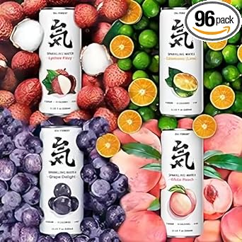 CHI FOREST Variety Bundle Sparkling Water, 0 Sugar 0 Calories, 11.16oz, 4 Flavors, 96 Cans