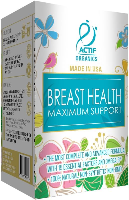 ACTIF Breast Health Maximum Support with 15 Advanced Factors and Omega-3 - Non GMO, Made in USA, 90 Count : Health & Household