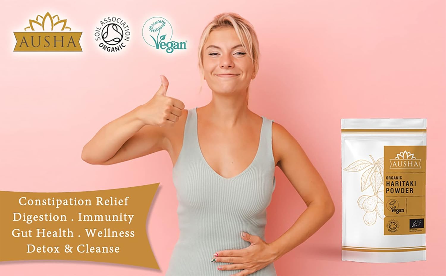 Ausha Organic Haritaki Powder 100g - UK Certified Organic by Soil Association - Gut Health, Constipation Relief, Immunity, Digestion : Amazon.co.uk: Health & Personal Care