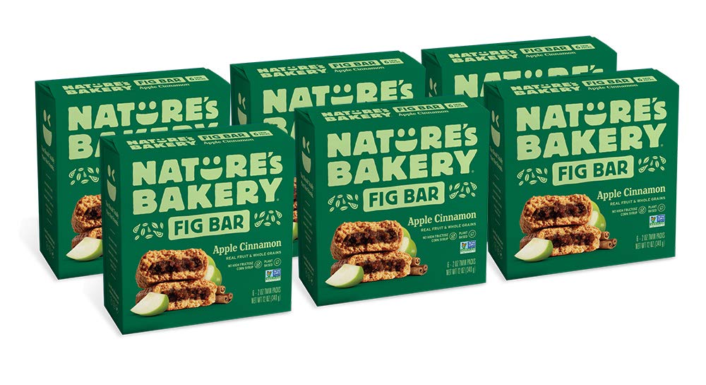 Nature’S Bakery Whole Wheat Fig Bars, Apple Cinnamon, Real Fruit, Vegan, Non-Gmo, Snack Bar, 6 Count (Pack Of 6)