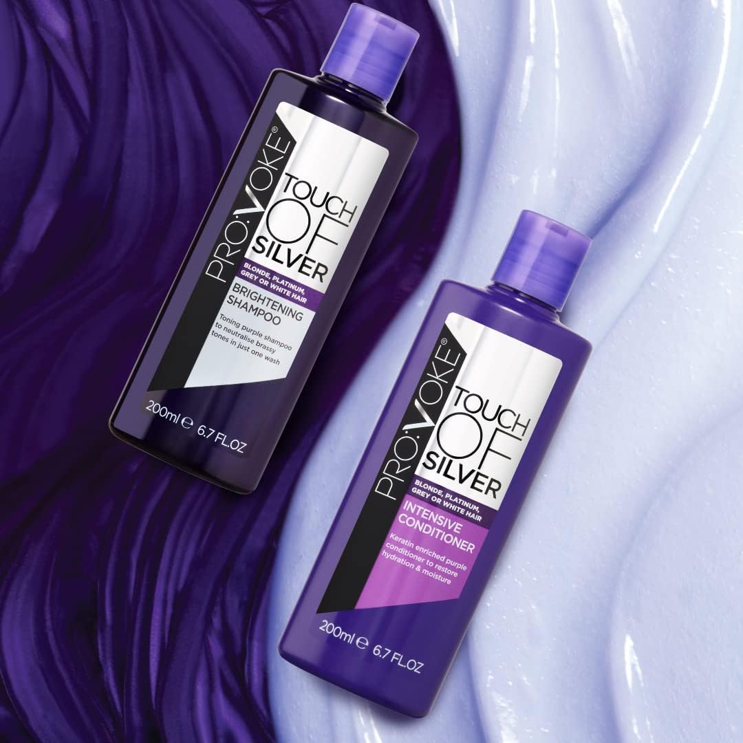 Provoke Touch Of Silver Brightening Purple Shampoo & Intensive Conditioner 400Ml, Neutralises Yellow & Orange Tones, Formulated With Violet & Blue Pigments