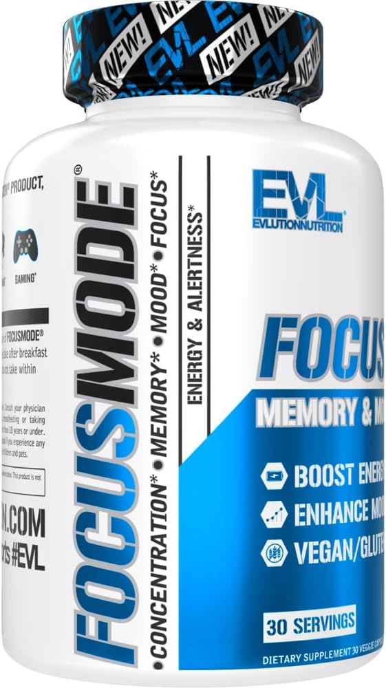 Evlution Mental Energy and Focus Supplement for Adults - Nootropics Brain Support Supplement with Caffeine L Theanine Alpha GPC and Huperzine A Nutrition Focus Pills for Sustained Peak Performance : Health & Household