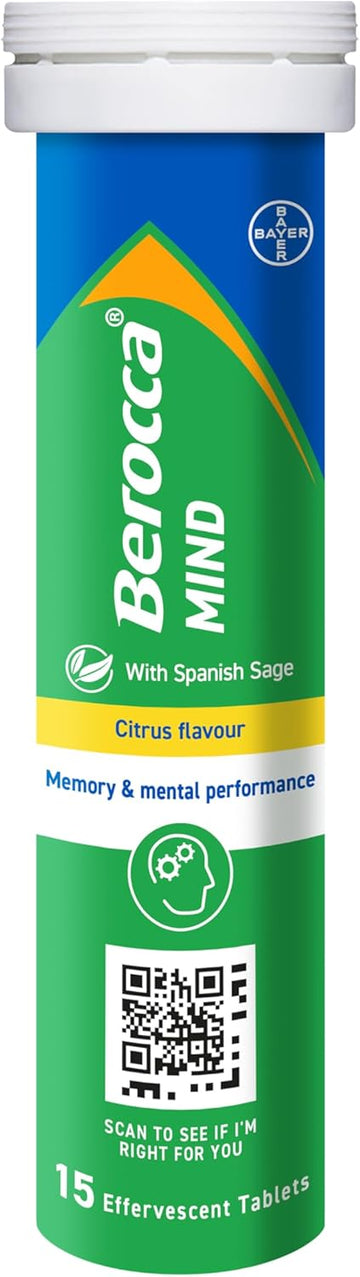 Berocca Mind Effervescent Tablets Including B Vitamins, With Spanish Sage To Support Memory And Mental Performance - 15 Tablets - Citrus Flavour