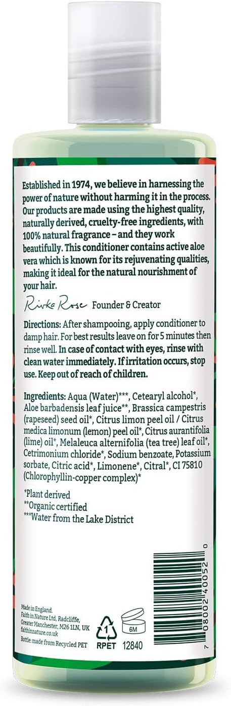 Faith In Nature Organic Aloe Vera Conditioner, Soothing For Normal Hair & Scalp, Vegan & Cruelty Free, No Sls, Silicones Or Parabens, 400Ml