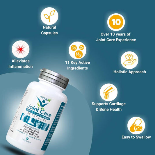 Moveit Joint Care Supplement – 30 Capsules | Glucosamine, Chondroitin, Msm, Turmeric, Hyaluronic Acid, Vitamin D & Copper | Bone & Muscle Support For Mobility, Flexibility & Comfort 1 Month Supply