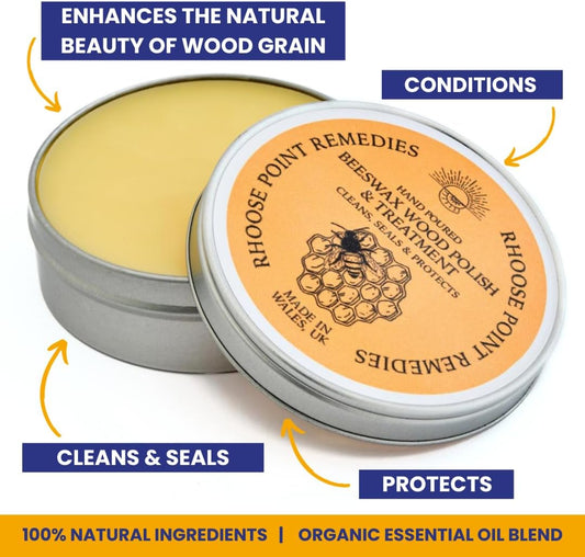 Beeswax Furniture Polish & Conditioner for Wood (Orange 3.4 Fl Oz) Enhances the Natural Beauty of Oak Pine Beech & More Seals & Protects for a Perfect Finish Bees Wax Polish Protects & Enhances